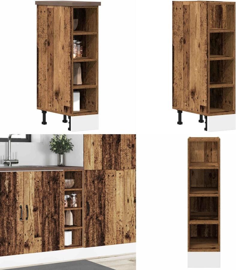 VidaXL Onderkast 20x44 5x81 5 cm bewerkt hout oud houtkleurig Onderkast Onderkasten Keukenkast Keukenblok