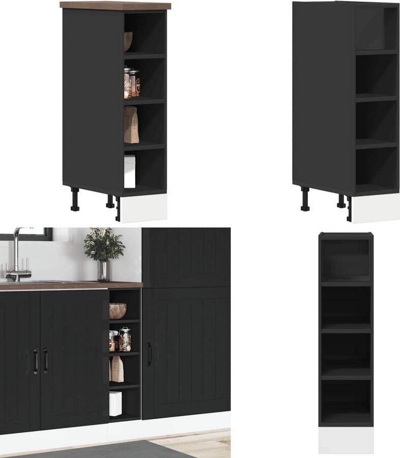 VidaXL Onderkast 20x44 5x81 5 cm bewerkt hout zwart Onderkast Onderkasten Keukenkast Keukenblok
