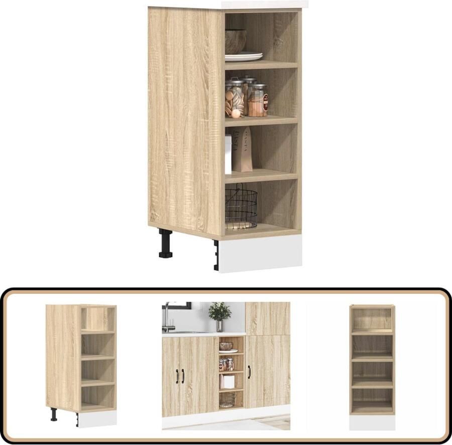 The Living Store Onderkast 30x44 5x81 5 cm bewerkt hout sonoma eikenkleurig Keukenonderkast Houten Kast Sonoma Eiken Opslagruimte Keukenmeubilair