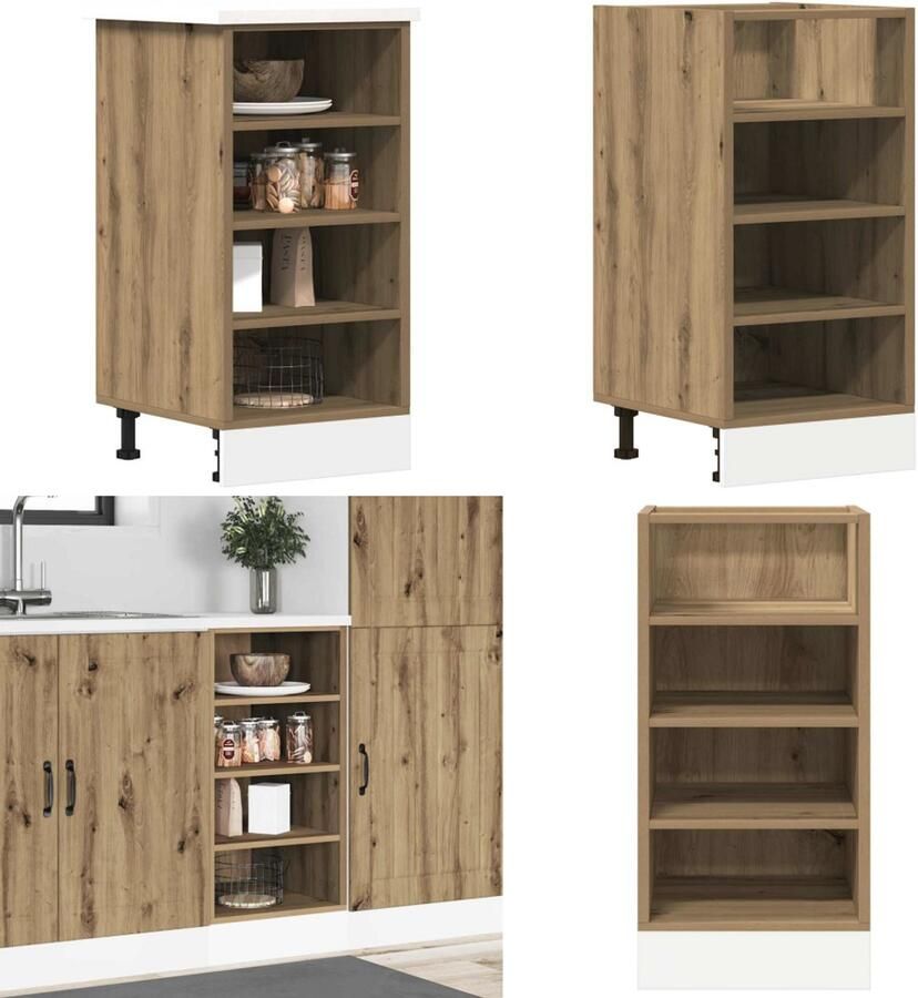 VidaXL Onderkast 40x44 5x81 5 cm bewerkt hout artisanaal eikenkleur Onderkast Onderkasten Keukenkast Keukenblok