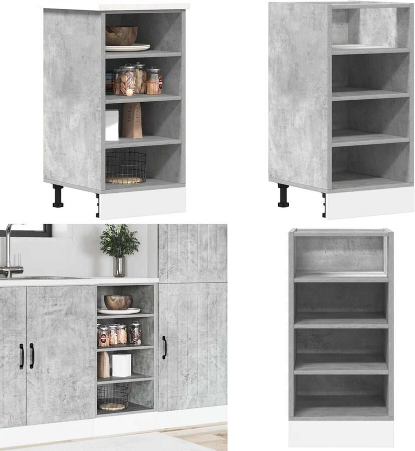 VidaXL Onderkast 40x44 5x81 5 cm bewerkt hout betongrijs Onderkast Onderkasten Keukenkast Keukenblok