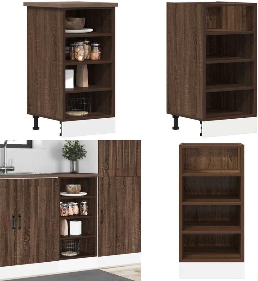 VidaXL Onderkast 40x44 5x81 5 cm bewerkt hout bruin eikenkleur Onderkast Onderkasten Keukenkast Keukenblok