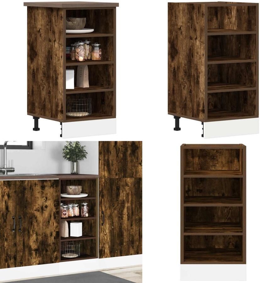 VidaXL Onderkast 40x44 5x81 5 cm bewerkt hout gerookt eikenkleurig Onderkast Onderkasten Keukenkast Keukenblok