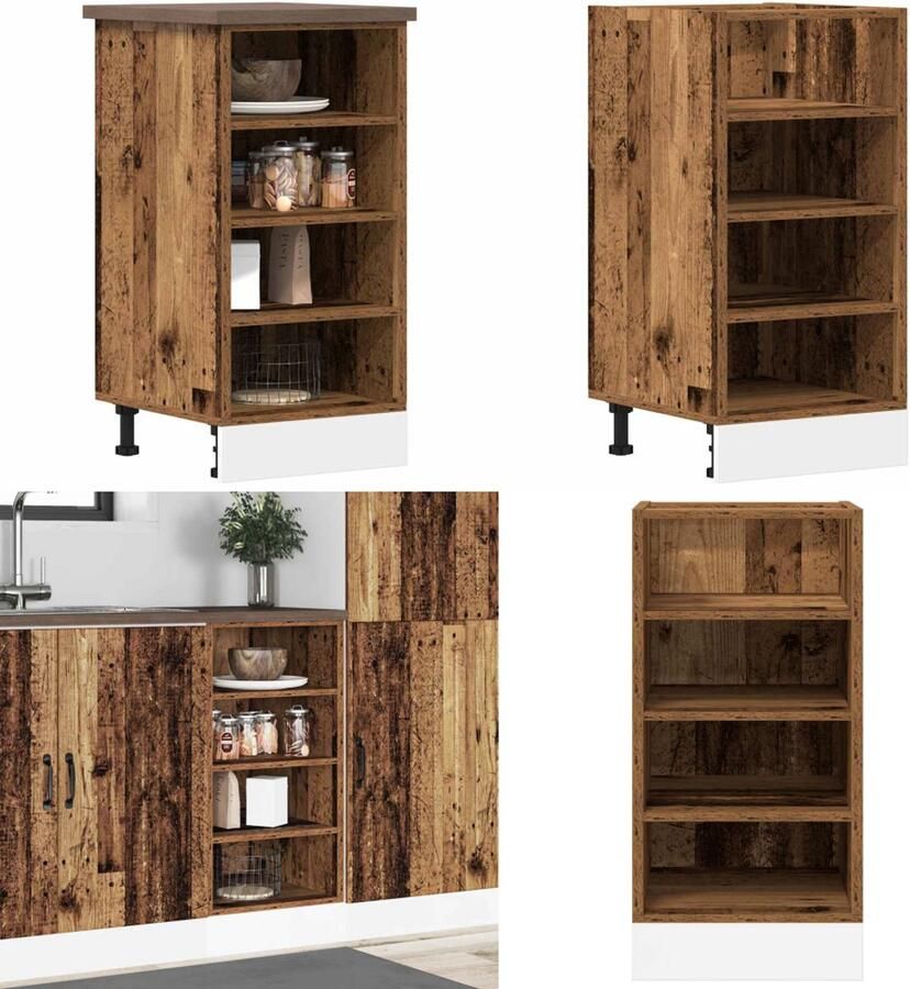 VidaXL Onderkast 40x44 5x81 5 cm bewerkt hout oud houtkleurig Onderkast Onderkasten Keukenkast Keukenblok