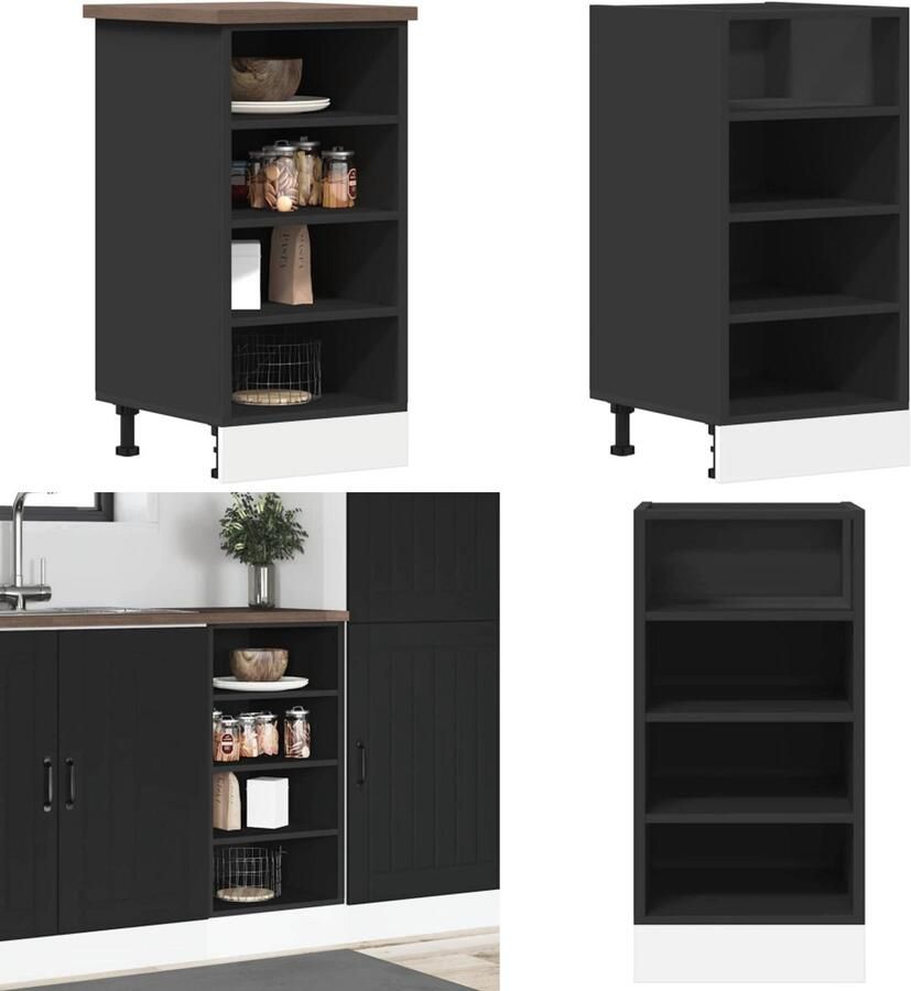 VidaXL Onderkast 40x44 5x81 5 cm bewerkt hout zwart Onderkast Onderkasten Keukenkast Keukenblok