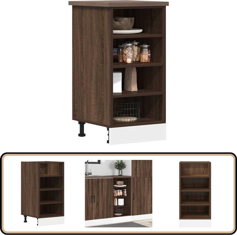VidaXL Onderkast 40x44 5x81 5 cm Bruin Eikenhout Keuken Kast Onderkast Houten Kast Opslagruimte Keukenopstelling