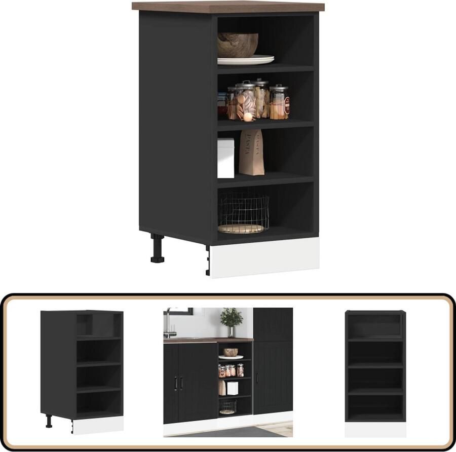VidaXL Onderkast 40x44 5x81 5 cm Zwart Bewerkt hout Keuken Kast Onderkast Zwarte Keuken Houten Kast Opslagruimte
