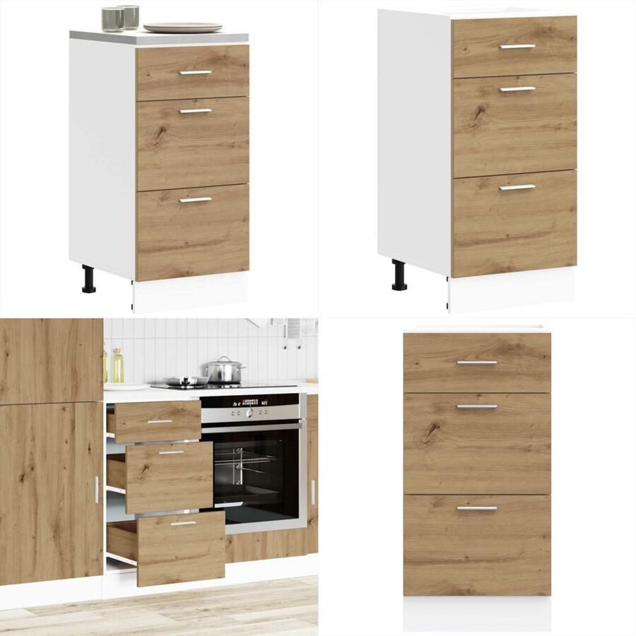 VidaXL Onderkast 40x46x81 5 cm bewerkt hout artisanaal eikenkleur Onderkast Onderkasten Keukenkast Keukenblok