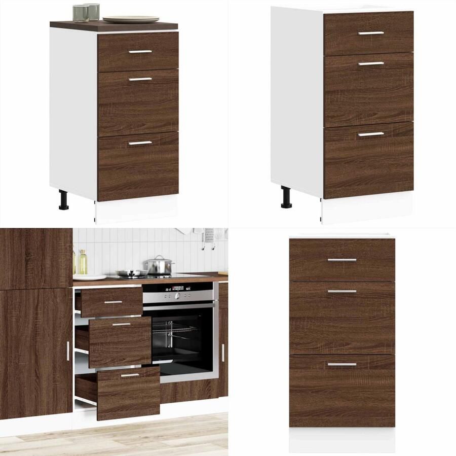 VidaXL Onderkast 40x46x81 5 cm bewerkt hout bruin eikenkleur Onderkast Onderkasten Keukenkast Keukenblok