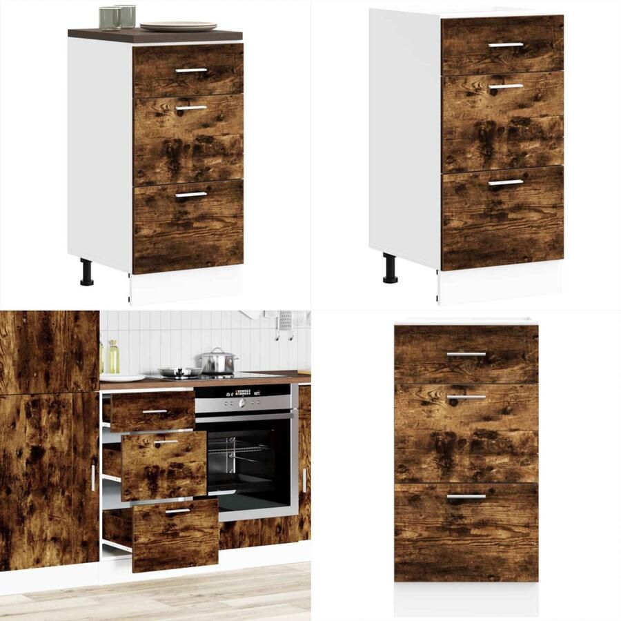 VidaXL Onderkast 40x46x81 5 cm bewerkt hout gerookt eikenkleurig Onderkast Onderkasten Keukenkast Keukenblok