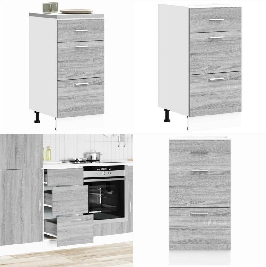 VidaXL Onderkast 40x46x81 5 cm bewerkt hout grijs sonoma eikenkleurig Onderkast Onderkasten Keukenkast Keukenblok
