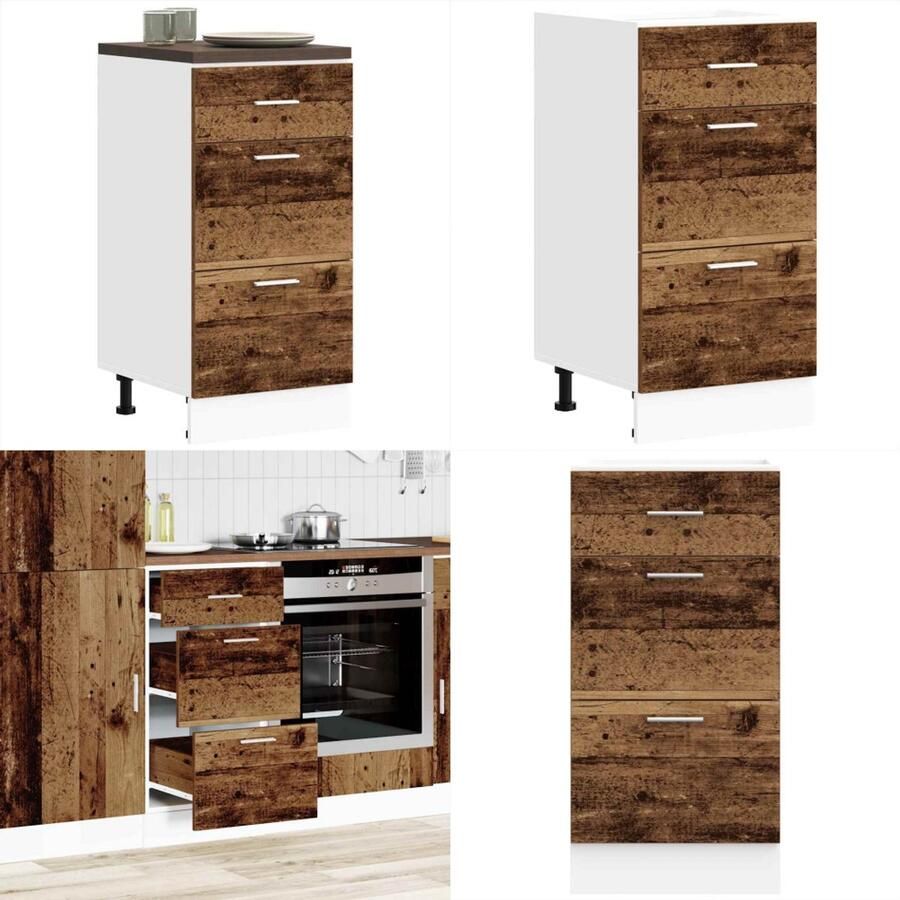 VidaXL Onderkast 40x46x81 5 cm bewerkt hout oud houtkleurig Onderkast Onderkasten Keukenkast Keukenblok