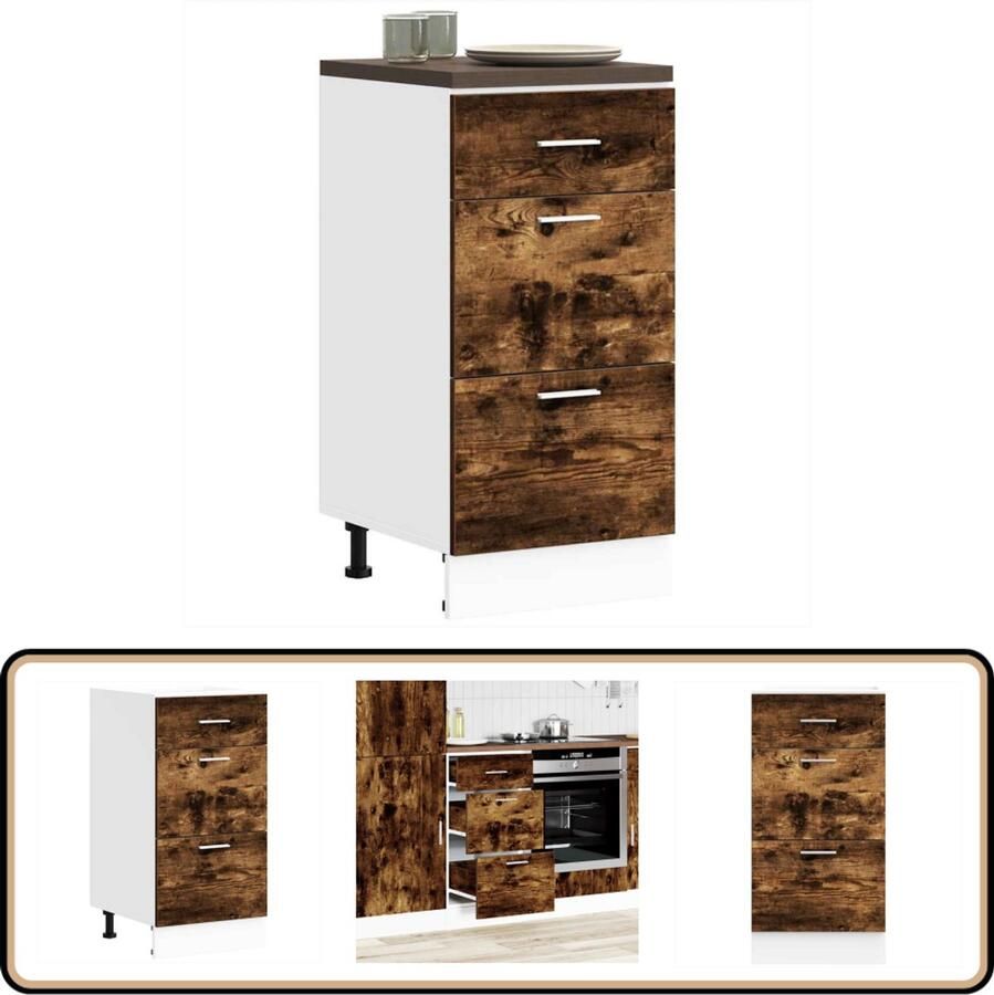 VidaXL Onderkast 40x46x81 5 cm Gerookt Eiken Keuken Kast Onderkasten Opslagruimte Houten Kast Robuuste Kast