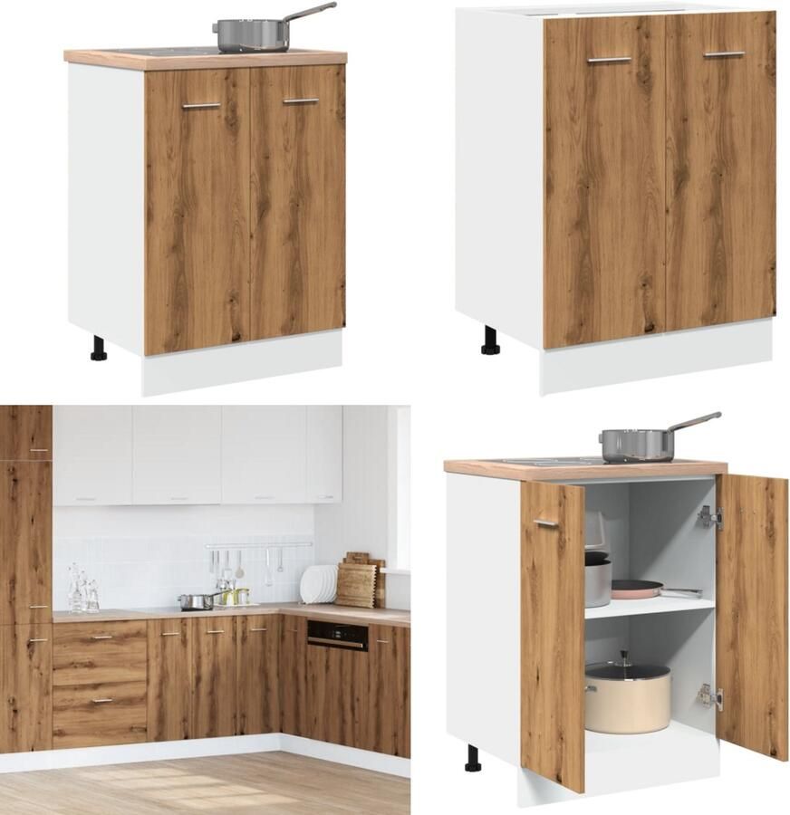 VidaXL Onderkast 60x46x81 5 cm bewerkt hout artisanaal eikenkleur Onderkast Onderkasten Keukenkast Keukenkastje