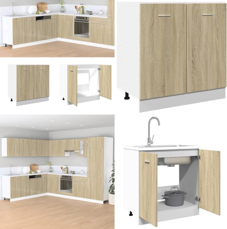 VidaXL Onderkast 80x46x81 5 cm bewerkt hout sonoma eikenkleurig Keukenkast Keukenkasten Keukenkastje Onderkast Keuken