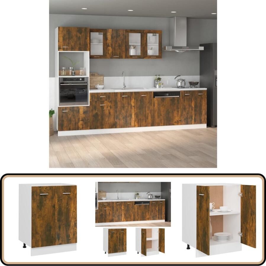 VidaXL Onderkast Gerookt Eiken 60x46x81 5 cm Keukenonderkast Houten Kast Onderkast Keuken Opslagruimte Keuken Bruine Kast
