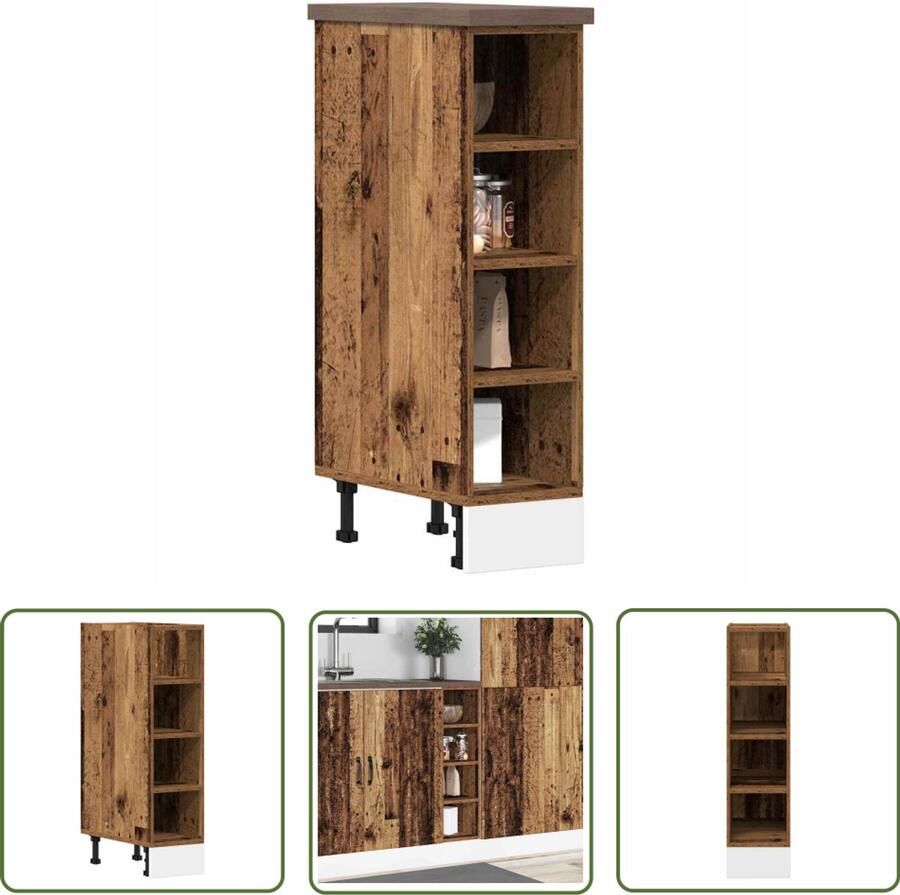 The Living Store Onderkast 20x44 5x81 5 cm bewerkt hout oud houtkleurig Keuken Kast Houten Kast Onderkast Opslagruimte Keukenoplossing