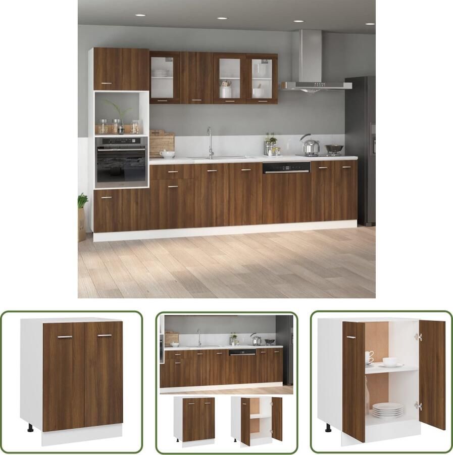 The Living Store Onderkast Lyon 60x46x81 5 cm bewerkt hout bruin eikenkleur Keukenonderkast Houten Kast Bruine Eiken Kleur Opbergkast Keukenopslag