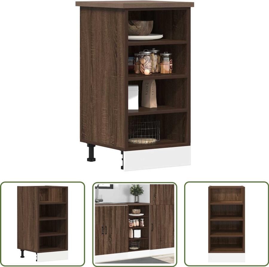 VidaXL Onderkast Keuken Kast Onderkast Riga 40x44 5x81 5 cm bewerkt hout bruin eikenkleur Houten Kast Bruine Eiken Kleur Opslagoplossing