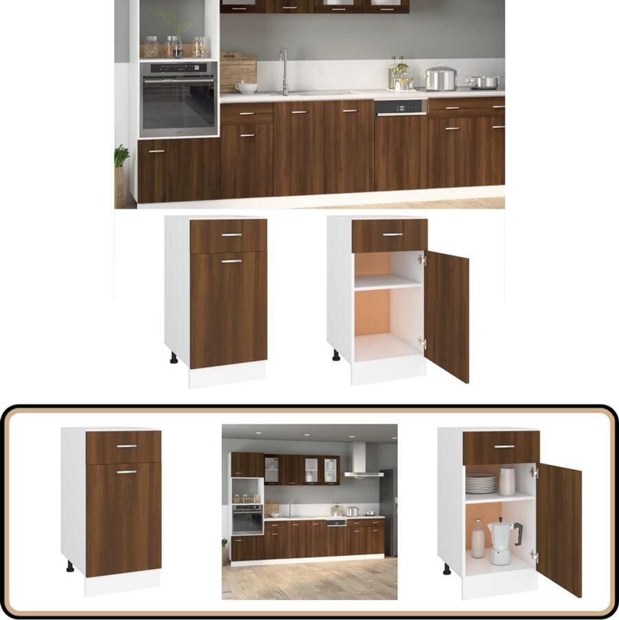 VidaXL Onderkast Lade 40x46x81 5 cm Bruin Eiken Keukenonderkast Lades Houten Kast Bruine Eiken Opbergruimte