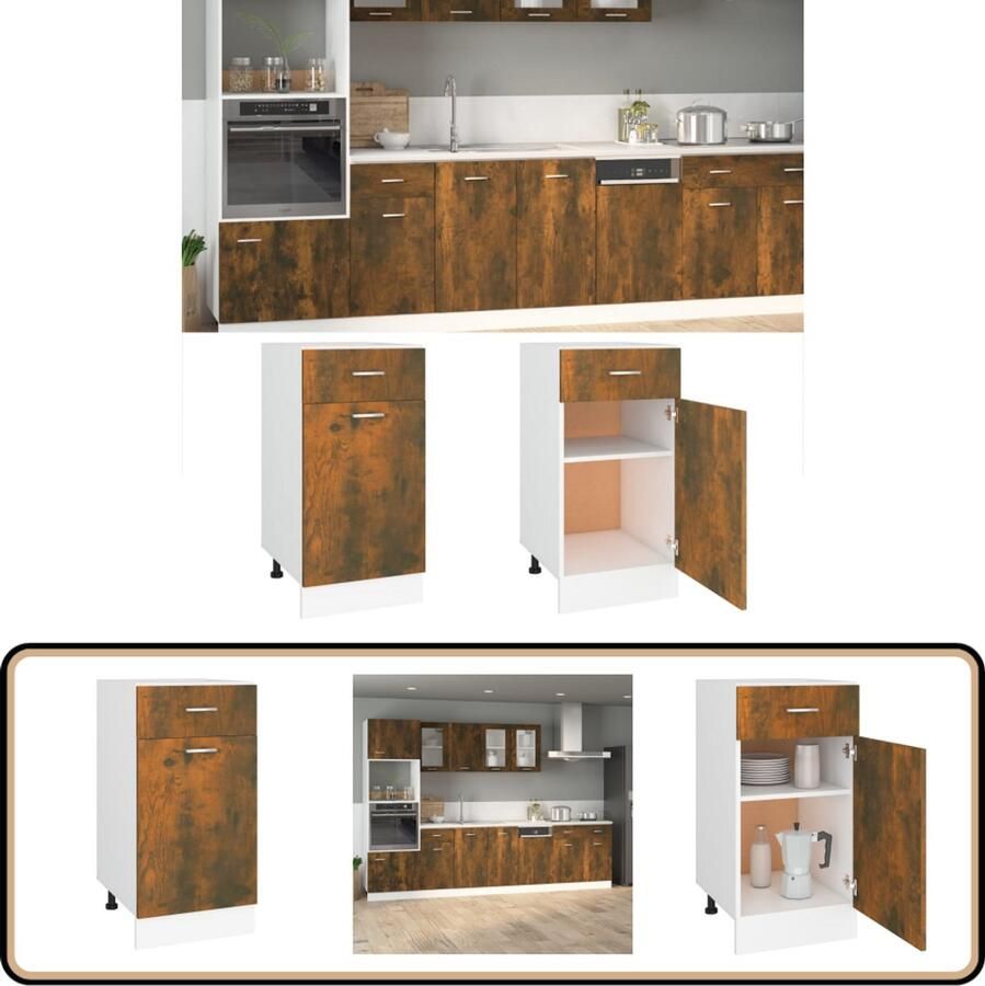 VidaXL Onderkast Lade 40x46x81 5 cm Gerookt Eiken Keukenonderkast Lades Houten Kast Bergruimte Keukenmeubilair