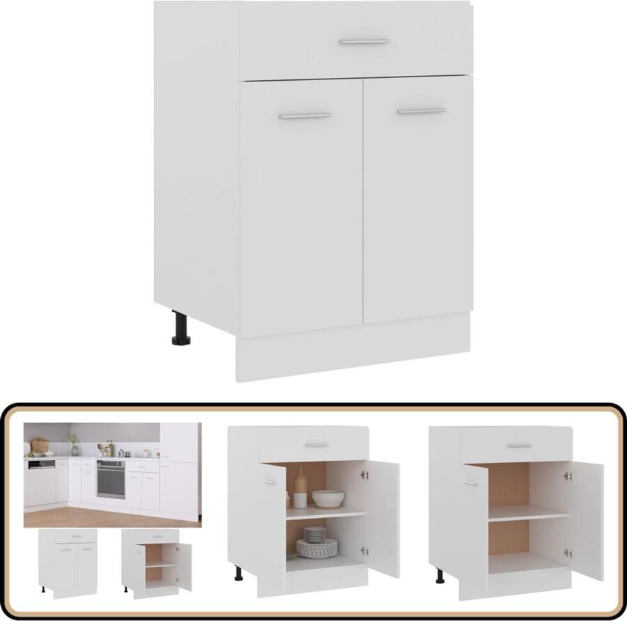 VidaXL Onderkast Lade 60x46x81 5 cm Wit Keukenonderkast Lades Houten Kast Opslagruimte Wit Meubel