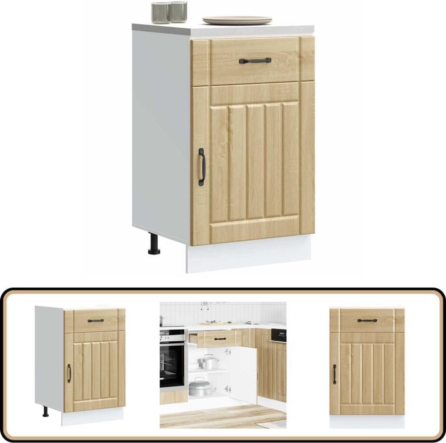 VidaXL Onderkast Lucca Sonoma Eiken 50x46x81 5cm Keukenonderkast Keukenkasten Houten Keuken Sonoma Eiken Lucca Serie