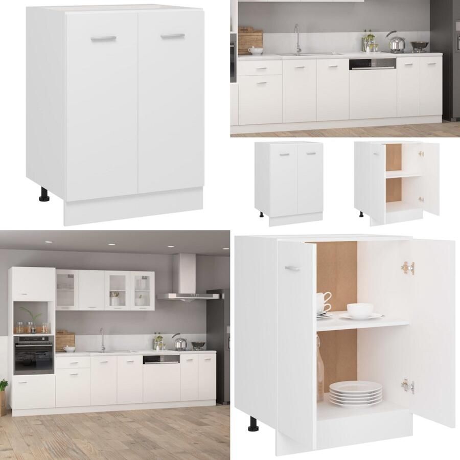 VidaXL Onderkast Lyon 60x46x81 5 cm bewerkt hout wit Onderkast Onderkasten Keukenkast Keukenkasten
