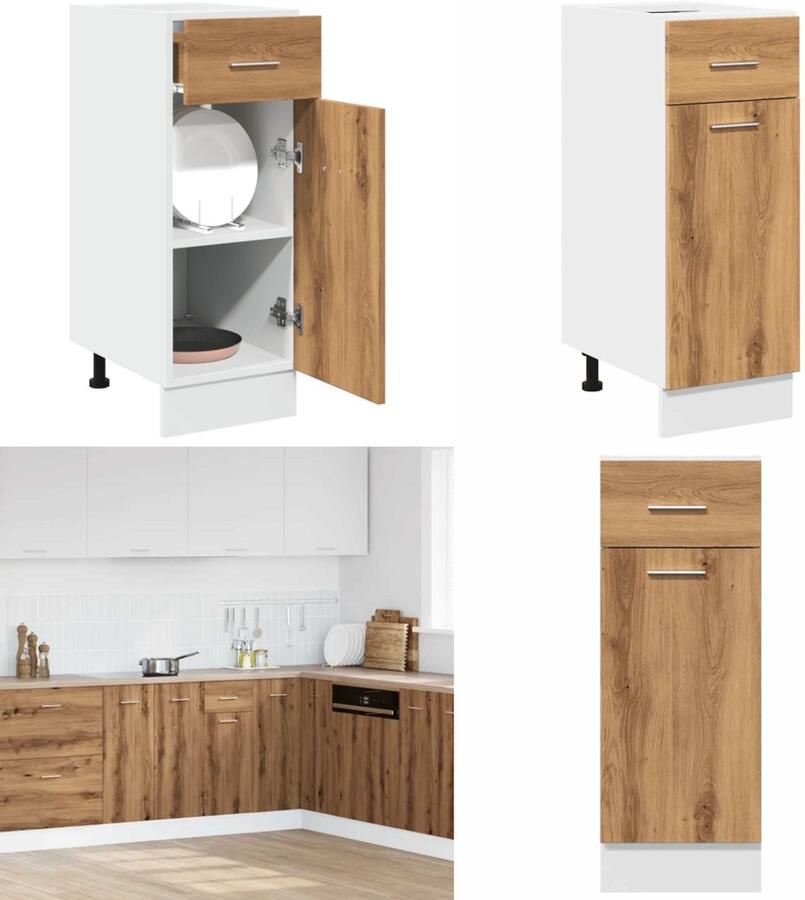 VidaXL Onderkast met lade 30x46x81 5 cm bewerkt hout artisanaal eiken Ladekast Ladekasten Onderkast Onderladekast
