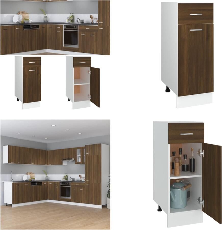 VidaXL Onderkast met lade 30x46x81 5 cm bewerkt hout bruin eikenkleur Ladekast Ladekasten Onderkast Onderladekast