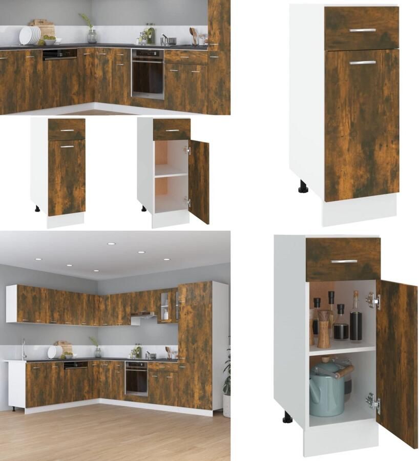 VidaXL Onderkast met lade 30x46x81 5 cm bewerkt hout gerookt eiken Ladekast Ladekasten Onderkast Onderladekast