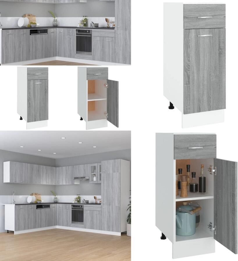 VidaXL Onderkast met lade 30x46x81 5 cm bewerkt hout grijs sonoma Ladekast Ladekasten Onderkast Onderladekast