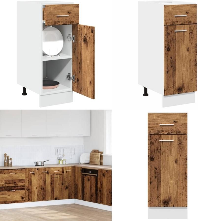 VidaXL Onderkast met lade 30x46x81 5 cm bewerkt hout oud houtkleurig Ladekast Ladekasten Onderkast Onderladekast