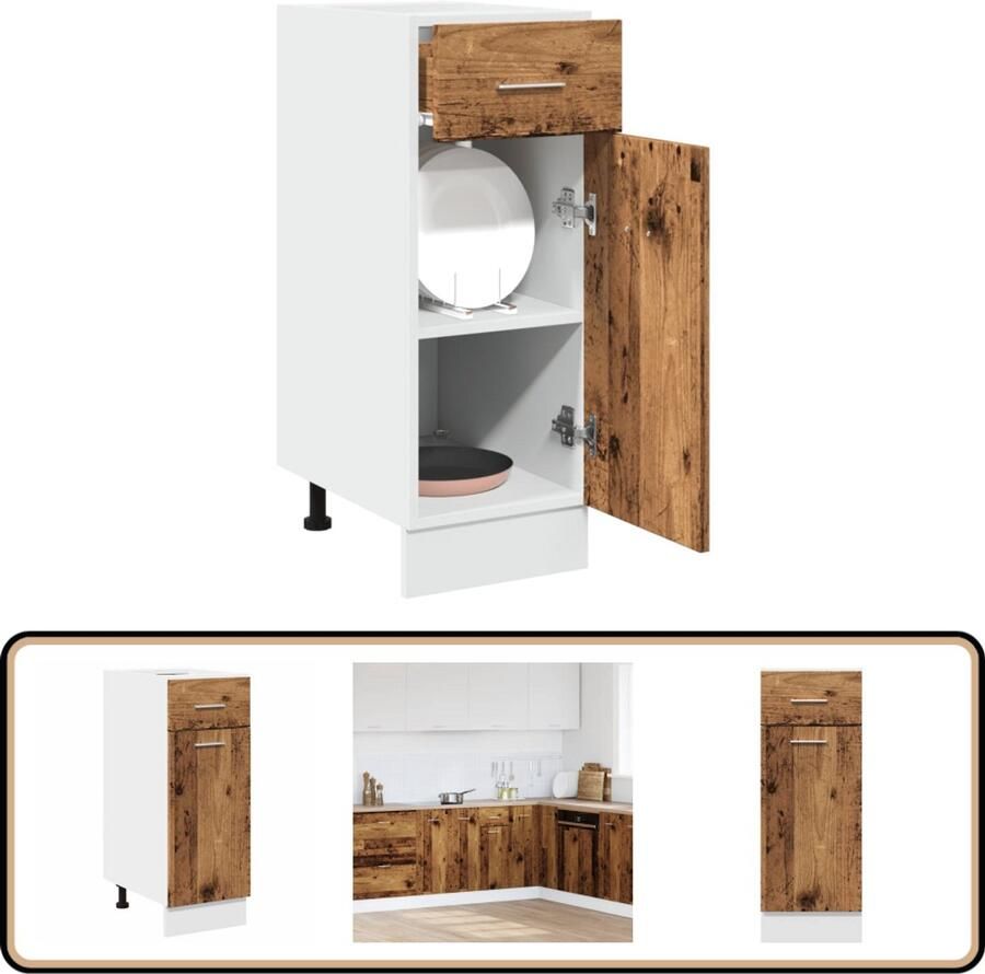 VidaXL Onderkast met lade 30x46x81 5 cm Keukenonderkast Ladekast Houten Kast Opslagoplossing Keukeninrichting