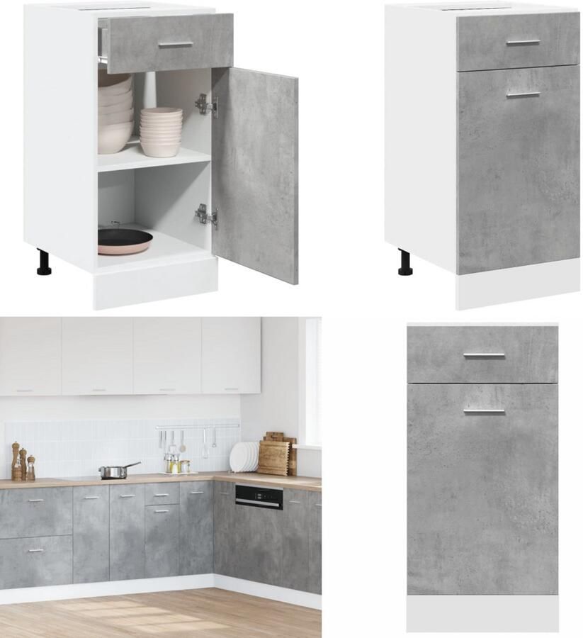 VidaXL Onderkast met lade 40x46x81 5 cm bewerkt hout betongrijs Ladekast Ladekasten Onderkast Onderladekast