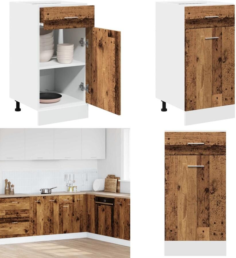 VidaXL Onderkast met lade 40x46x81 5 cm bewerkt hout oud houtkleurig Ladekast Ladekasten Onderkast Onderladekast