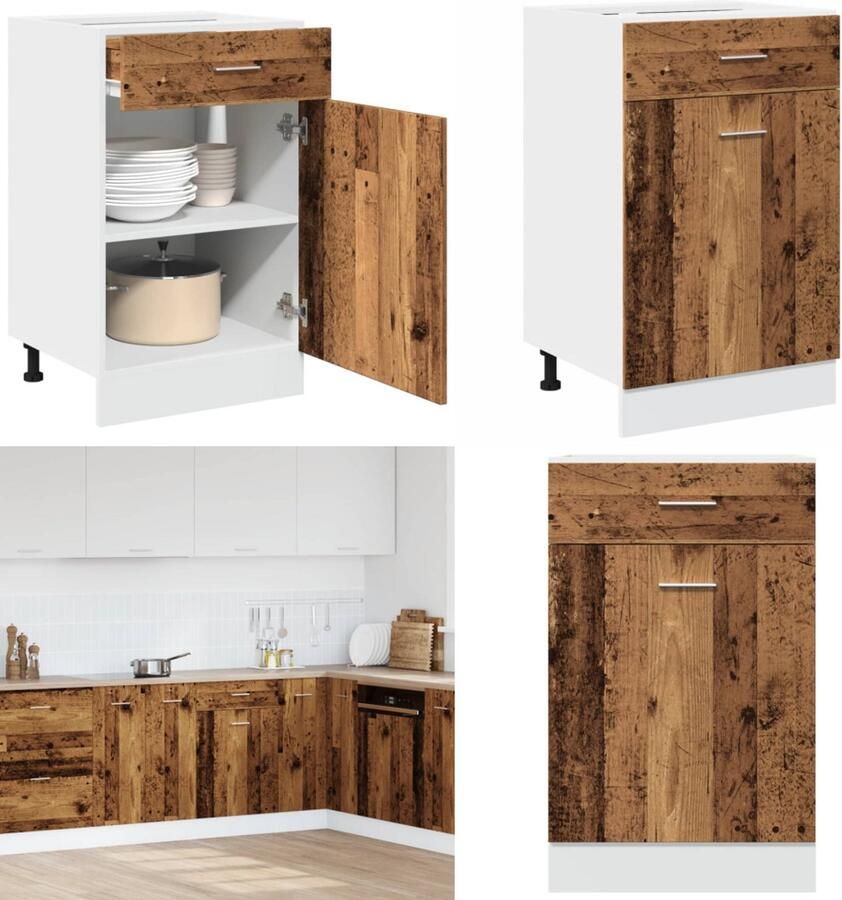 VidaXL Onderkast met lade 50x46x81 5 cm bewerkt hout oud houtkleurig Ladekast Ladekasten Onderkast Onderladekast