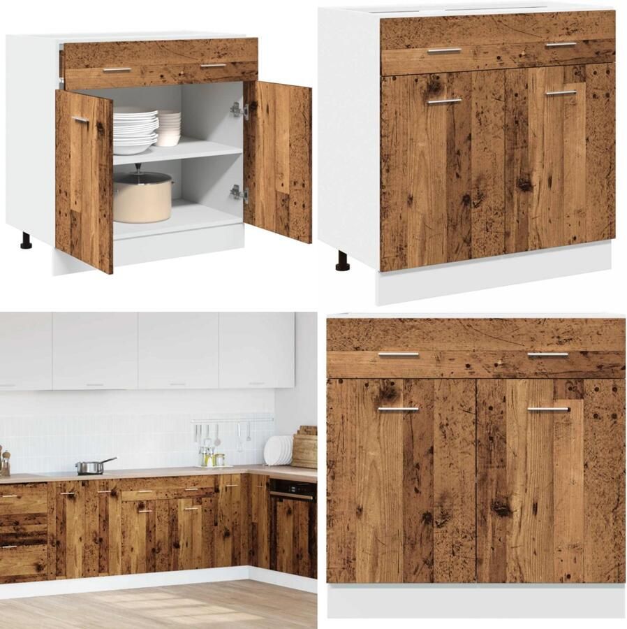 VidaXL Onderkast met lade 80x46x81 5 cm bewerkt hout oud houtkleurig Ladekast Ladekasten Onderkast Onderladekast