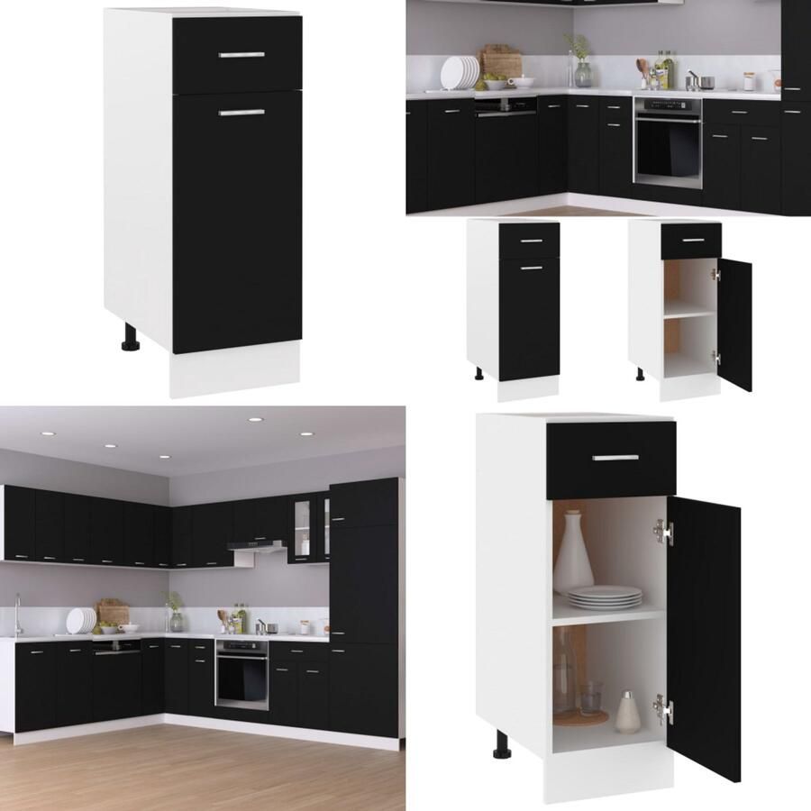 VidaXL Onderkast met lade Lyon 30x46x81 5 cm bewerkt hout zwart Ladekast Ladekasten Onderkast Onderkasten