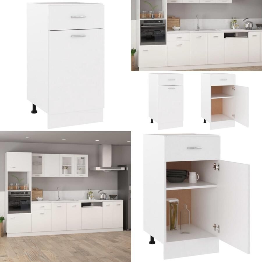 VidaXL Onderkast met lade Lyon 40x46x81 5 cm bewerkt hout wit Ladekast Ladekasten Onderkast Onderkasten - Foto 2