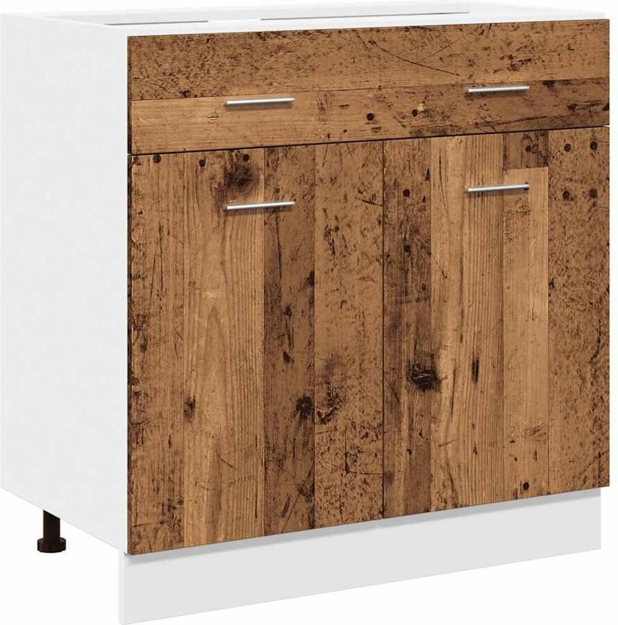 VidaXL Onderkast met lade Lyon 80x46x81 5 cm bewerkt hout oud houtkleurig