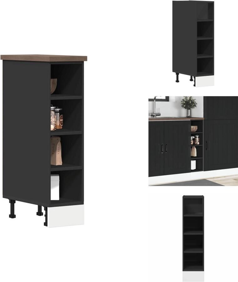 VidaXL Onderkast Onderkasten Keukenkast Keukenblok Onderkast 20x44 5x81 5 cm bewerkt hout zwart