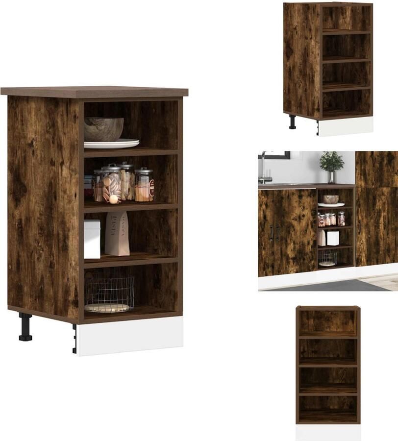 VidaXL Onderkast Onderkasten Keukenkast Keukenblok Onderkast 40x44 5x81 5 cm bewerkt hout gerookt eikenkleurig