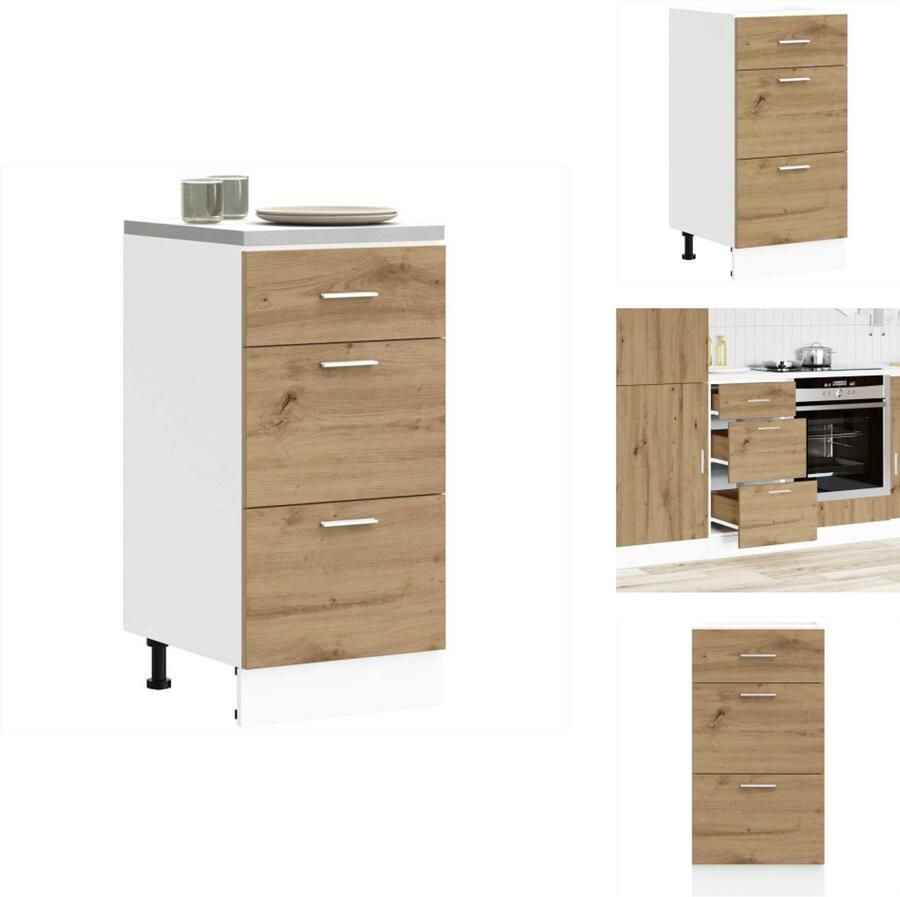 VidaXL Onderkast Onderkasten Keukenkast Keukenblok Onderkast 40x46x81 5 cm bewerkt hout artisanaal eikenkleur