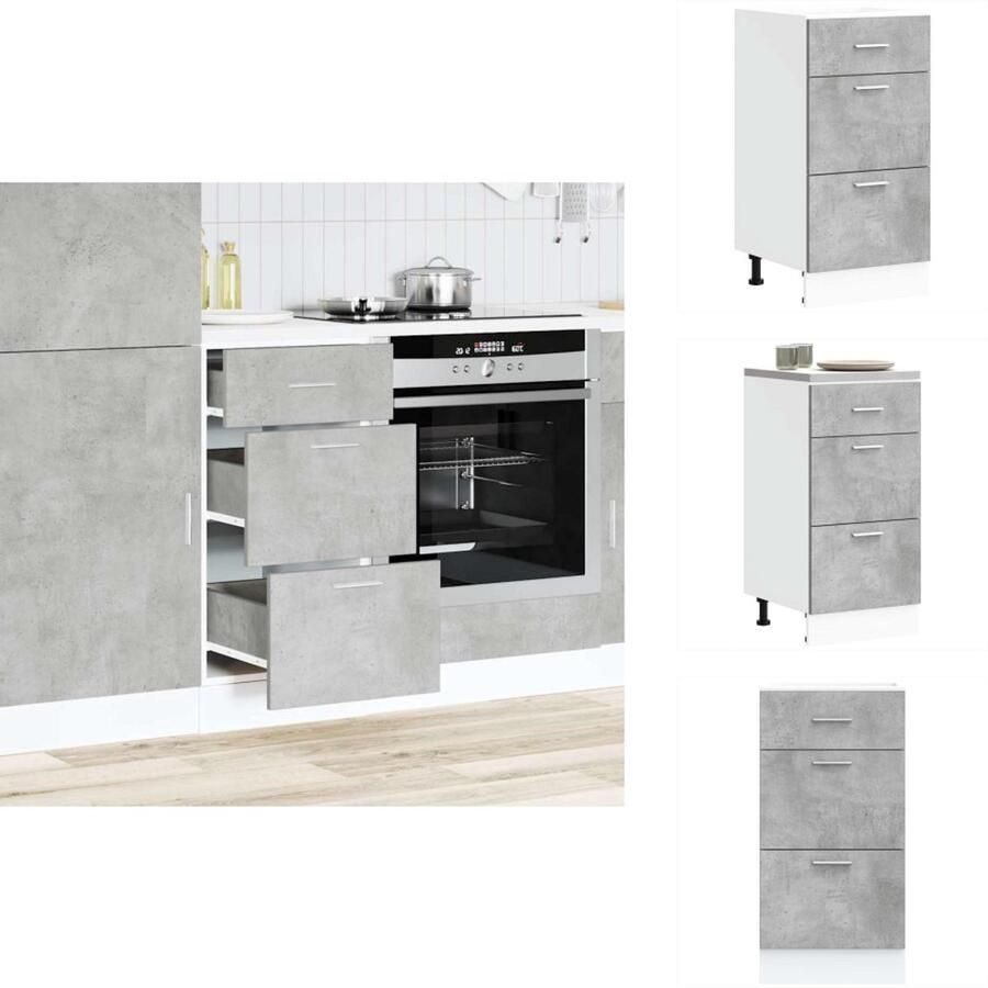 VidaXL Onderkast Onderkasten Keukenkast Keukenblok Onderkast 40x46x81 5 cm bewerkt hout betongrijs