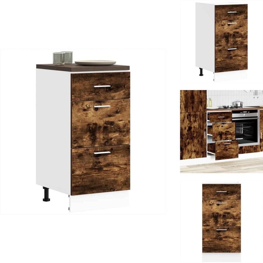 VidaXL Onderkast Onderkasten Keukenkast Keukenblok Onderkast 40x46x81 5 cm bewerkt hout gerookt eikenkleurig