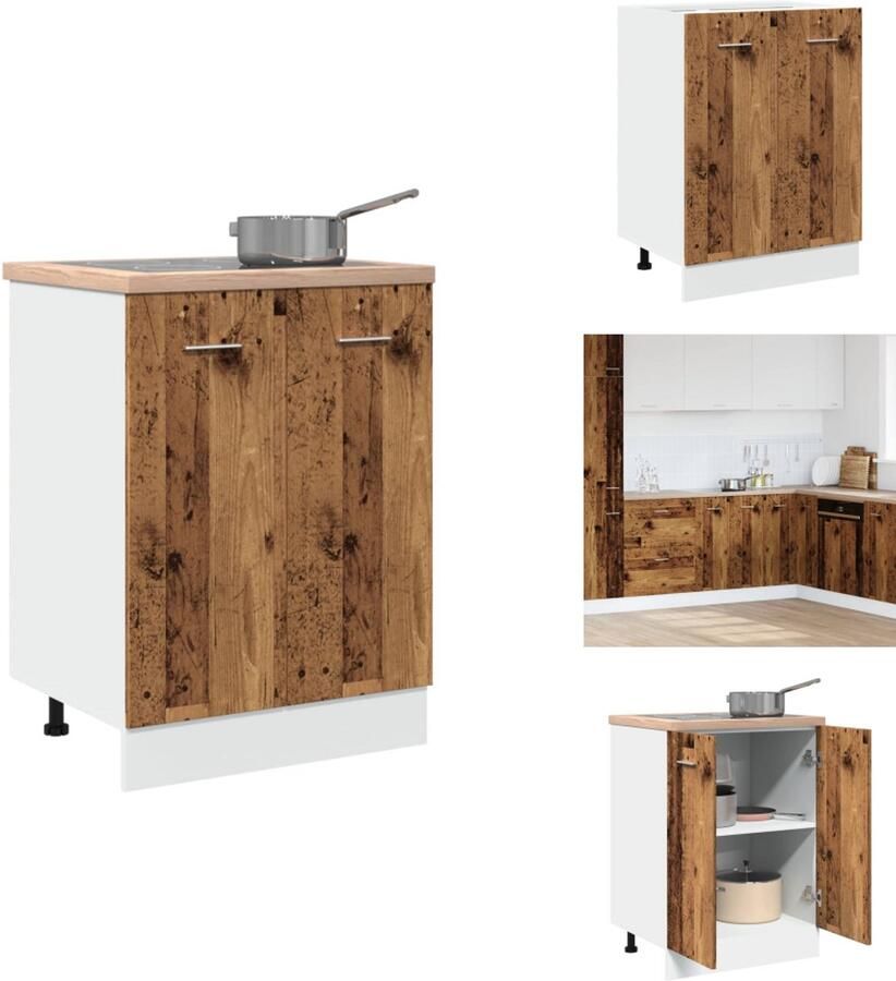 VidaXL Onderkast Onderkasten Keukenkast Keukenkastje Onderkast 60x46x81 5 cm bewerkt hout oud houtkleurig