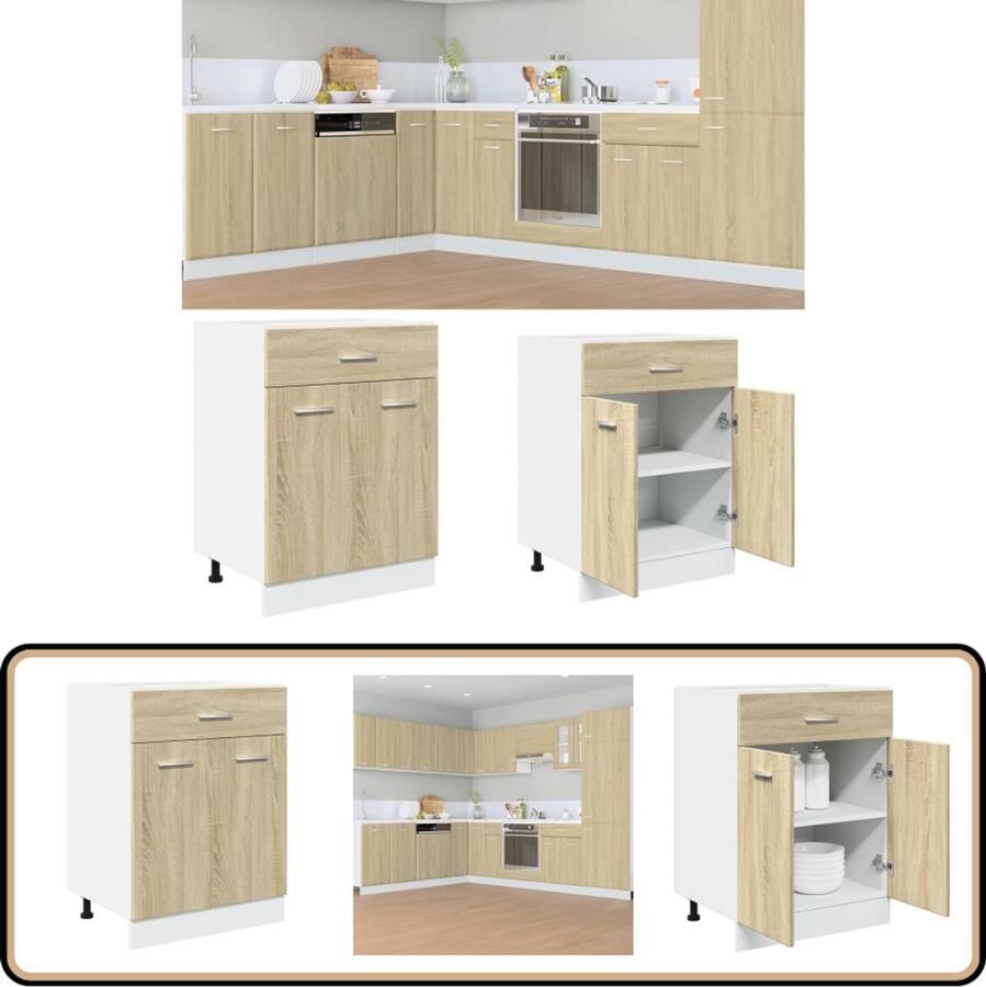 VidaXL Onderkast Sonoma Eiken 60x46x81 5 cm Keukenkast Onderkast Houten Kast Sonoma Eiken Keukenopbergruimte