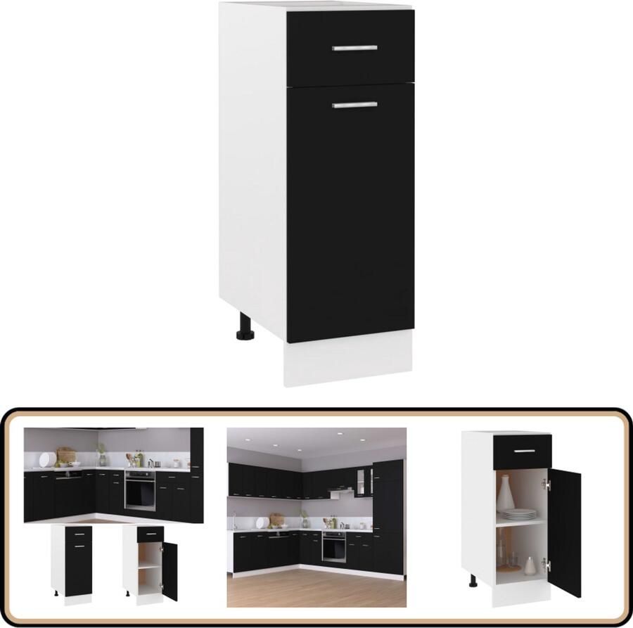 VidaXL Onderkast Zwart 30x46x81 5 cm Hout Opbergkast Keukenmeubilair Lades Houten Kast Zwarte Kast