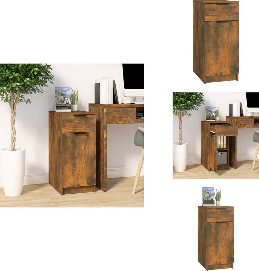 VidaXL Opberg Kast Opberg Kasten Opbergkast Ladekast Bureaukast 33 5x50x75 cm bewerkt hout gerookt eikenkleurig